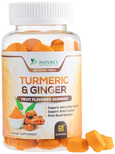 Turmeric Curcumin Gummies with Ginger, Extra Strength Chewable Vitamins Gummy, Best Vegan Joint