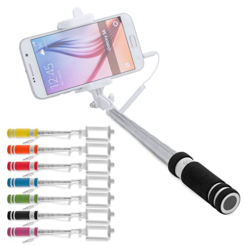 Antevia – Palo para selfie universal, diseño ultra compacto con botón de disparo Jack | Más de 10 modelos | Color: negro (Paicom Negro)