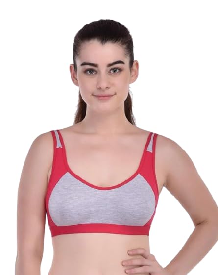 Women's Solid Dual Colour Cotton Sports Bra | Non-Padded Wire-Free Workout Bra | Medium Support Activewear for Yoga, Gym & Everyday Wear-image-3