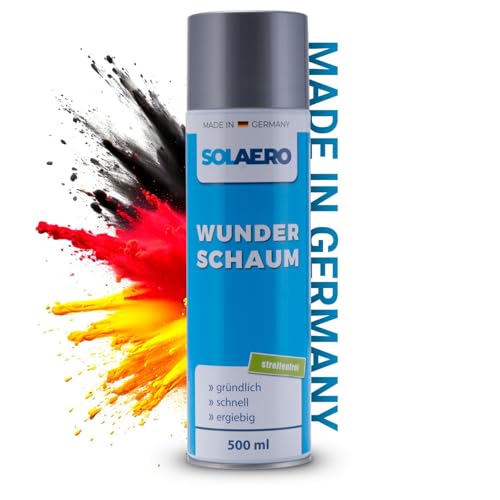 SOLAERO Wunderschaum Aktiv-Reinigungsschaum (500ml) – Streifenfreie Reinigung für Polster, Scheiben, Metall, UVM - Ideal für Haushalt, Auto, Bad und Büro - Herstellung Deutschland