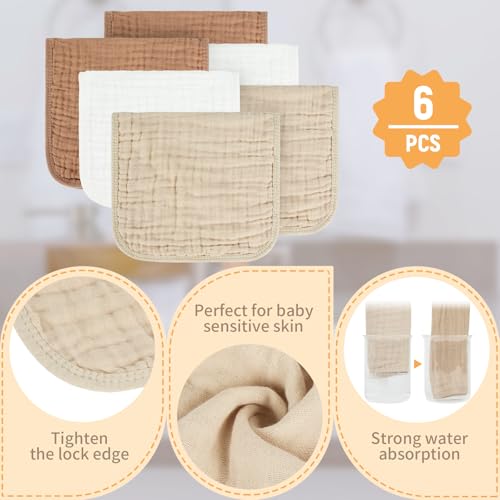 Image of MIGIOL Baby Burp Cloth 100% Cotton Newborn Cotton Muslin Burp Cloth 10x20 inches (Apricot Color 6 Pieces)