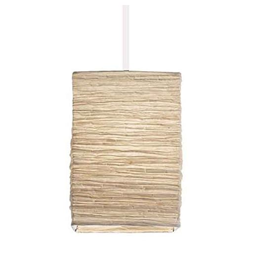 YouHaveSpace Asian Rice Paper Pendant Light Shade Kit for Boho Decor, Hanging Lamp with Plug-in Cord, Beige Lantern Lamp, Light Bulb is Not Included