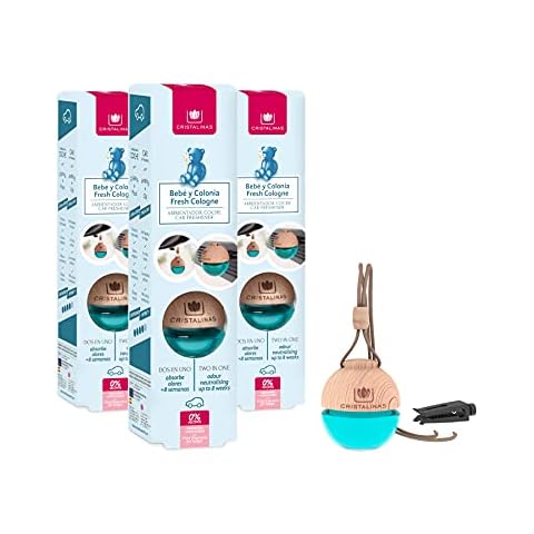 CRISTALINAS Car Air Freshener, odour neutralising, Sphere 2in1, 6ml / 8 weeks, 0% alcohol, Fresh Cologne, PACK OF 3 Cover