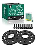 YHTAUTO 5x100/5x112mm Hub Centric Wheel Adapters 10mm Compatible with Audi, Volkswagen Models, A4, TT, Jetta, Passat, w/ M14X1.5 & 12.9 Grade Studs, 57.1mm Hub Bore 5 Lug 2PCS Black