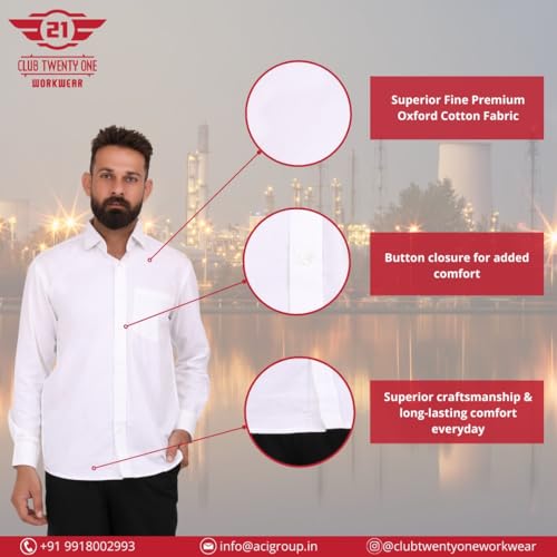 Image of CLUB TWENTY ONE Mens Oxford Pro Formal Shirt, Breathable Cotton Fabric Shirt for Corporate Office, Casual Shirts for Men