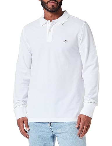GANT REG LS Rugger À Manches Longues en Piqué Shield Regular, White, 3XL Homme
