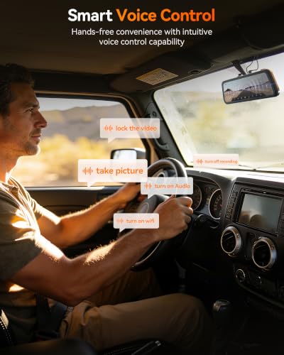 Image of WOLFBOX G900 PRO-N Mirror Dash Cam with 8MP STARVIS 2 IMX678, 12 inch 4K Front and 2.5K Rear View Mirror Camera, 5.8GHz WiFi, Voice Control, Smart Night Vision, Loop Recording (SD Card Not Included)