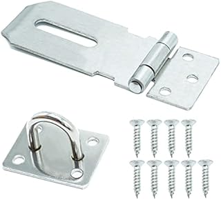 Door Padlock Hasp, 3 Inch Stainless Steel Padlock Hasp and Staple Shed Lock Hasp Shed Door Latch Heavy Duty Gate Lock Latch Security Hasp and Staple for Door Window Cabinet Pet Cage Crate,Silver