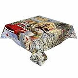 【Waterproof&Stain Proof Tablecloths】- The oilcloth features a water-repellent, stain-resistance, and fade-resistance finish to ensure your table will be protected from scratches and accidental stains and spills. The fabric easily wipes clean with a d...