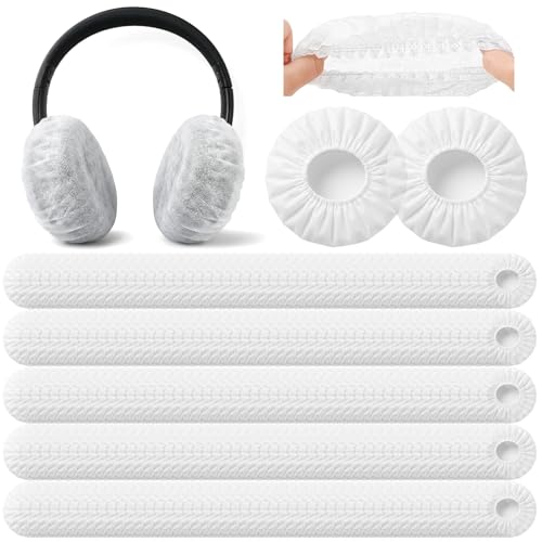 500 Cubiertas Desechables para Auriculares y Cubiertas para Oídos, Cubierta Sanitaria no Tejida para Auriculares Over-Ear (4.3 Pulgadas/11cm), Ideal para Gimnasios, Salones, Call Centers y Auriculares Compartidos, Blanco miniatura 1