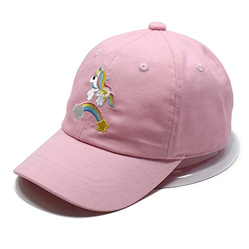 Julerwoo Kids Girls Unicorn Baseball Cap Pink Cotton Sun Hat For 3-12Y (Rainbow Unicorn) #TOP2