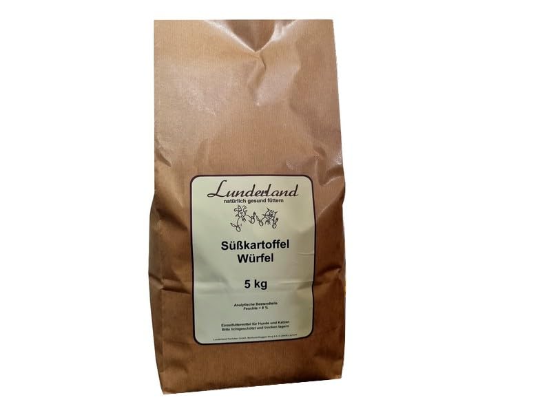 Lunderland Süßkartoffel Würfel 5 kg Einzelfuttermittel für Hunde und Katzen, Gemüseflocken