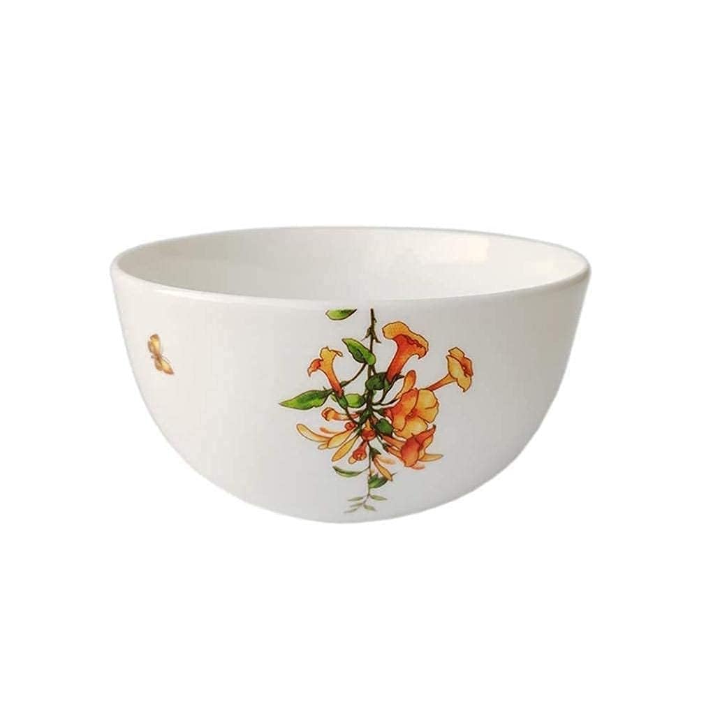 Elegante Speiseteller, Geschirr, Teller, Schüssel-Set, Keramik-Geschirr-Set mit 6 Teilen, Blumenmuster, Teller, Schüssel, Kaffeetasse und Untertasse, Service für 1