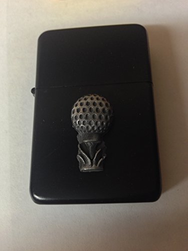 Briquet à essence rechargeable anti vent golf clapet noir effet étain