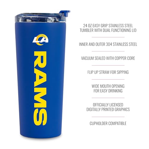 Image of Rico Industries NFL Football 24oz Stainless Steel Tumbler with Lid and Dual Functioning Lid