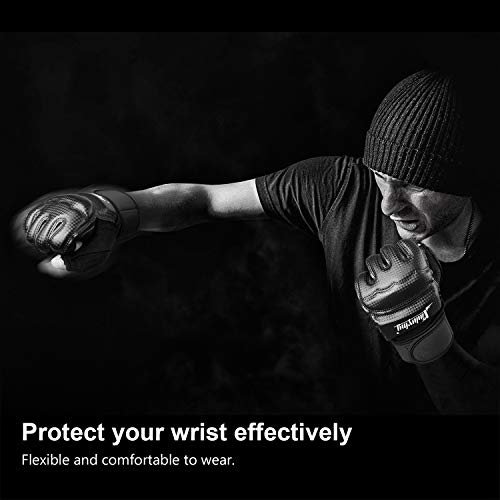 Xinluying Punch Bag Boxing Martial Arts Mma Sparring Grappling Muay Thai Taekwondo Training Pu Leather Wrist Wraps Gloves Black S #TOP1