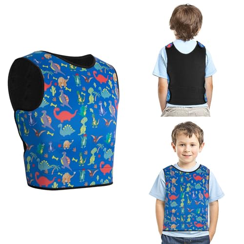 Weighted Vest for Kids with Sensory Issues,Weighted Compression Vest for Children with Autism, ADHD, SPD, Sensory Overload,Autism Sensory Products- Include 2.6lbs Removable Weights, Dinosaur(M)