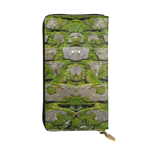 Moss Stone Pavement Printed Long Wallet for Women Men Cute PU Leather Wallet with Coin Purse and Credit Card Holder