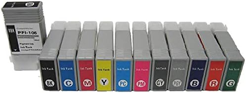 Vivid Colors PFI-106 130ml Compatible Ink Cartridge Replacement for Canon PFI-106 (12-Pack Combo) for iPF6300, iPF6350, iPF6400, iPF6450 Ink Tank IPF Printers