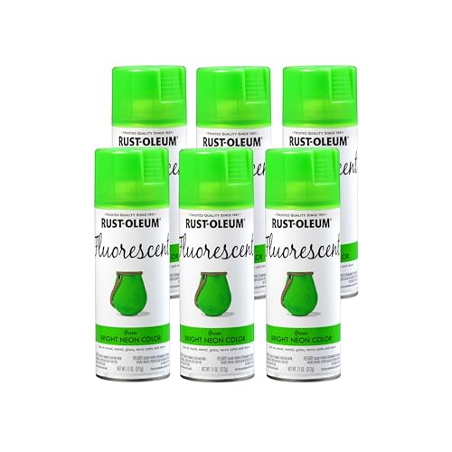 Image of Rust-Oleum 342417 Specialty Fluorescent Spray Paint, 11 oz, Green, 6 Pack