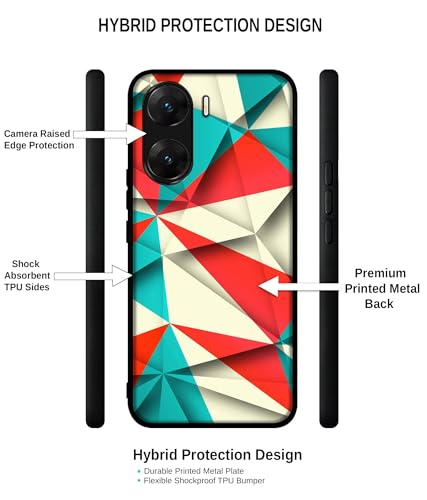 Image of Red Blue White Pattern Design Premium 2D Printed Metal Back Case Cover for Vivo V29E 5G