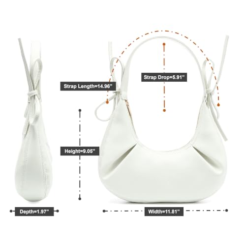 Bolso de hombro para mujer en cuero vegano pequeño y blanco miniatura 3