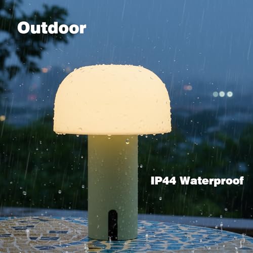Image of Mushroom Table Lamp, Cordless Rechargeable Touch Light, Waterproof