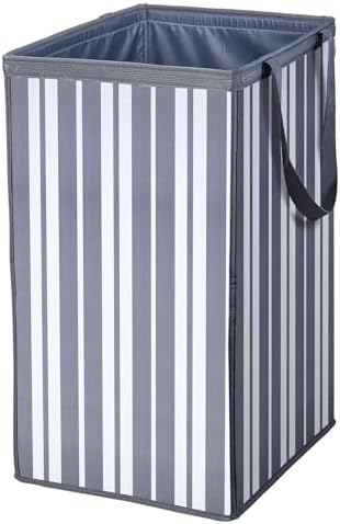 Laundry Basket,74L Laundry Hamper Large Collapsible,Durable, Waterproof & Space-Saving Storage for Clothes, Toys, blankets (Gray Striped, 1PCS)
