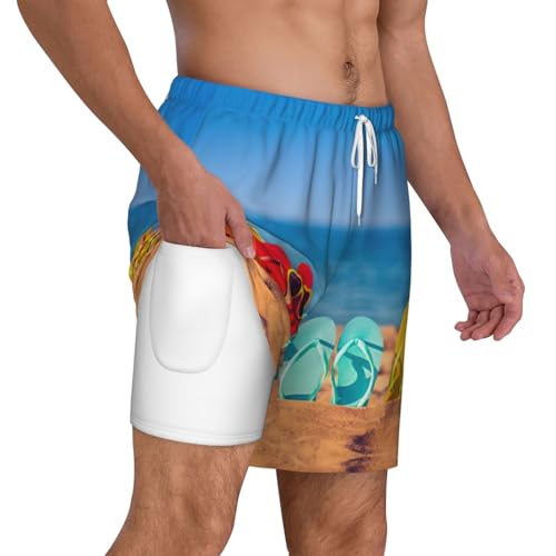 Short de bain séchage rapide imprimé tongs pour homme - 3