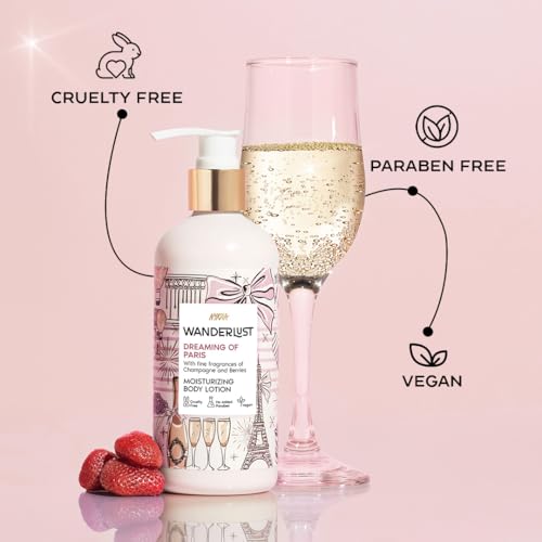 Image of Nykaa Wanderlust Dreaming of Paris Moisturizing Body Lotion, Champagne & Berries Scent, Deep Hydration Daily Body Care for Soft & Smooth Skin, 300ml
