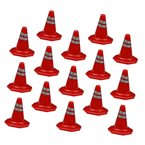 Kisangel DIY Roadblock Traffic Cones Sign Kit 15pcs Plastic Mini Traffic Cones for Boys and Girls Educational and Developmental Toys