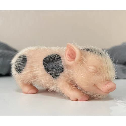 Lonian 5 Inch Silicone Pig Dolls Mini Silicone Pig Realistic Toy Full Silicone Pig (Black Spot)