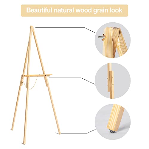 Wooden Easel Stand For Display Wedding Sign & Poster - Jnzyb Wood 62" Tall Easels Holder - Large Heavy Duty Foor Arts Tripod (1 Pack) #TOP2