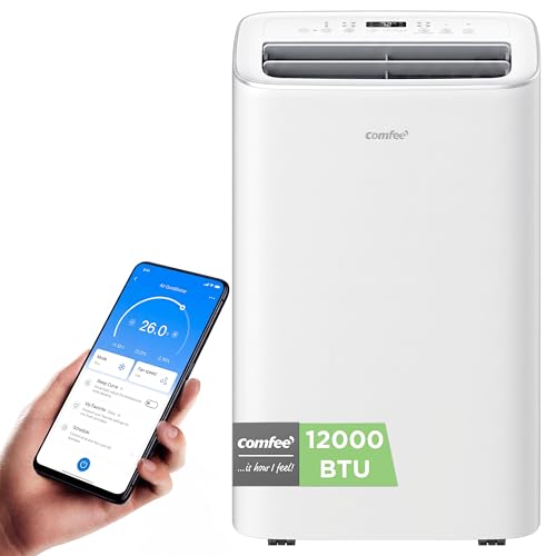 COMFEE Pingüino Aire Acondicionado Portátil Frío y Calor 3000 Frigorías / 12000 BTU   Climatizador Silencioso con Bomba Calor   Air Conditioner 4 en 1 con App, Mando a Distancia, y Kit de Ventana