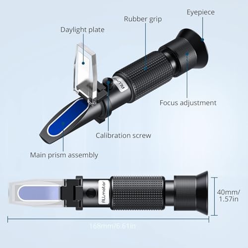 Miniatura 7 de Allmeter Refractómetro Con Doble Escala Brix 0-40 , Alcohol Potencial 0-25 , Refractómetro Para Determinación Del Contenido De Azúcar Y Alcohol Potencial Del Vino De Caseras