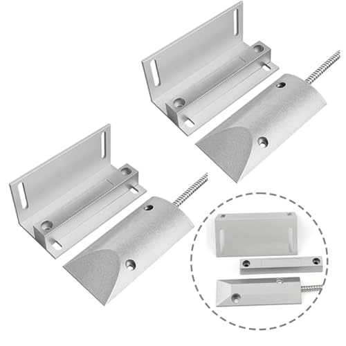 NiuLumea Garaje superior para sensor de contacto de puerta, interruptor con cable, alarma, persianas enrollables y puertas de hierro, construcción de aleación de zinc, distancia de detección de 50-70