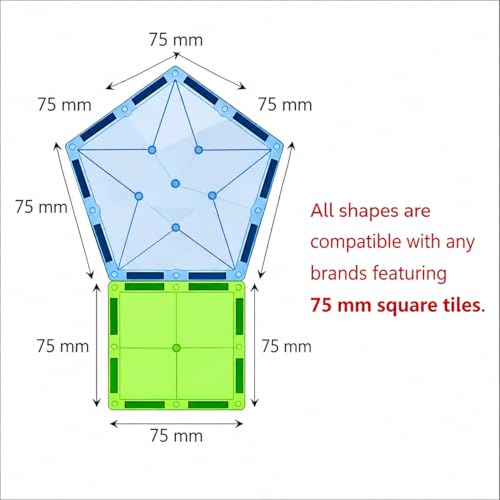 Image of ANVIE & ABEER Set of 18 Special Shapes Magnetic Building Tiles for Kids, Educational Stacking Blocks for Boys Girls, Magnets Construction Toys, (18 Special Shapes)