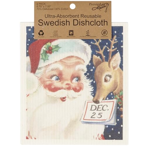 Paños suecos ultra absorbentes de Papá Noel y Reno para una limpieza rápida 5