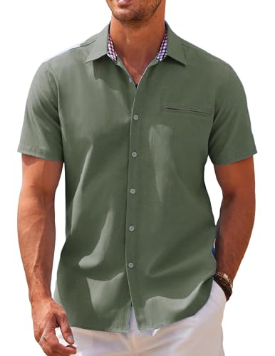 COOFANDY Herren Kurzarm Hemd Oxford Freizeithemden Baumwolle Sommerhemd...