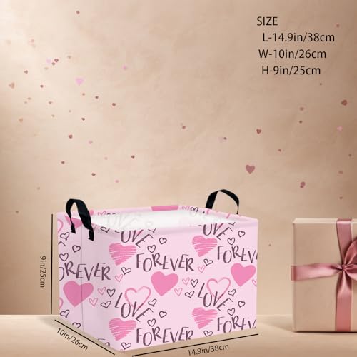 Image of Cute Heart Valentine's Day Basket Gifts Empty Storage Basket for Kid and Baby Room Decor (Love for Ever Pink Heart)