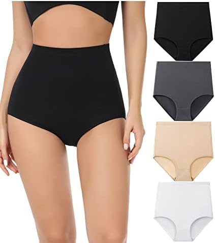 wirarpa Women's Underwear Cotton Super High Waisted Briefs Stretch Full Coverage Panties 4 Pack Multicolor Medium image 5