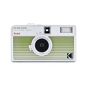 KODAK EKTAR H35N Half Frame Film Camera, 35mm, Reusable, Focus-Free, Bulb Function, Built-in Star Filter, Coated Improved Lens (Film & AAA Battery are not Included) (Striped Green)