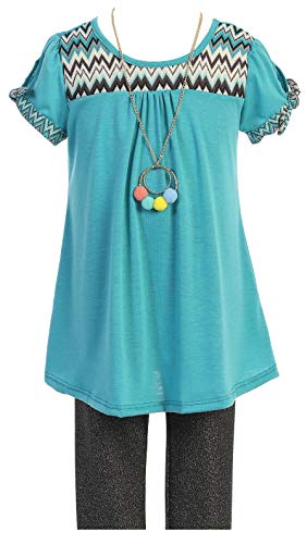 Image of 3 Pieces Top Legging Necklace Holiday Fall Winter Girls Pant Set 4-14