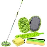 【Extralang und kratzfrei fusselfrei】- Mikrofaser-Chenille-Handschuh ist maschinenwaschbar und hervorragend saugfähig. Federknopf-Design, das als Rolle dient, um den Autowaschmopp frei zu montieren und zu demontieren. Details Die Reinigung kann nach der Demontage mit einem Autowasch-Moppkopfhandschuh durchgeführt werden.