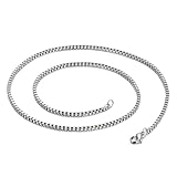 Beydodo Collar para hombre de acero inoxidable sin colgante, cadena veneciana de 1,5 – 3 mm, cadena de hip hop, cadena de 45 – 71 cm, oro plateado, cadena de la amistad, personalizable, 2.5MMx55CM