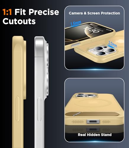 Image of Magnetic Compatible with iPhone 16 Pro Max Case, [Built-in Invisible Kickstand][Compatible with MagSafe][Military Grade Shockproof] Slim Translucent Matte Phone Case for iPhone 16 Pro Max 6.9 inch