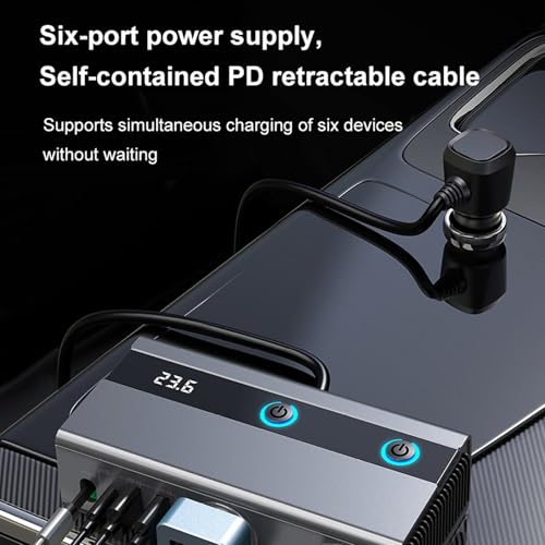 Cable retráctil tipo C para carga rápida de teléfono de coche doble usb 7