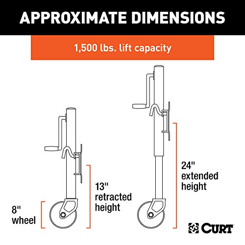Curt 28115 Marine Boat Trailer Jack With 8-Inch Wheel, 1,500 Lbs. 11 Inches Vertical Travel #TOP1