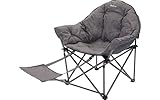 BERGER Loungesessel Livorno grau - Campingstuhl mit Fußablage - Faltstuhl Gartenstuhl Angelstuhl Campingstuhl kleines Packmaß - Belastbar bis 120 kg - ideal für Camping Angeln Balkon Outdoor Garten