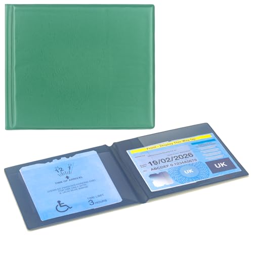 Soporte de piel sintética azul para coche y temporizador, protección de privacidad, cubierta antiarañazos, soporte para tarjetas de discapacitados (verde)